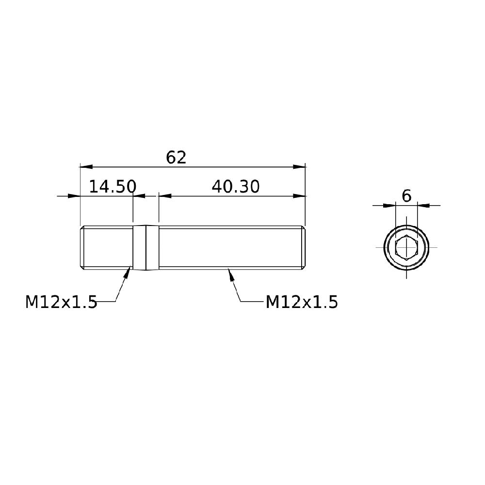 FORGED WHEEL STUD AND NUT COMPETITION TYPE 62mm M12x1.5 – Pack of 1 SPA TURBO USA