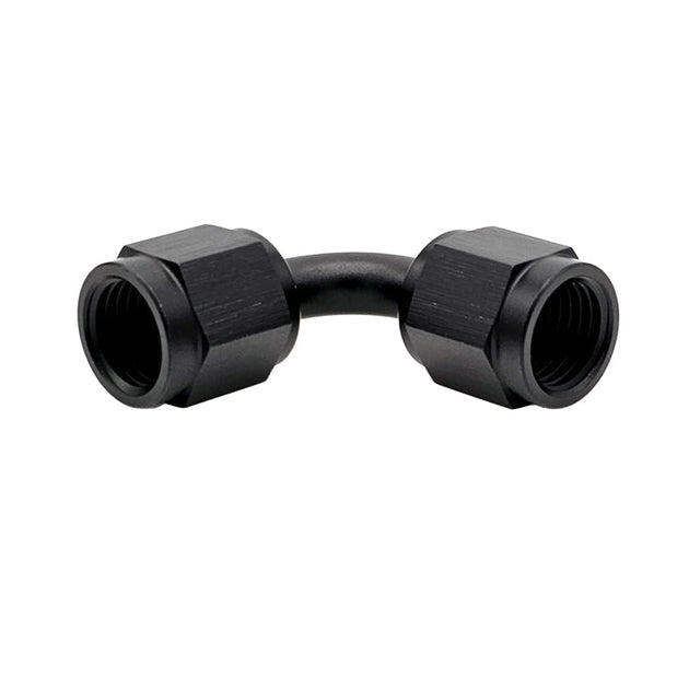 -20AN Female AN Flare Union 90° Adapter, Swivel Style, Black Hard Anodized Aluminum Ace Race Parts