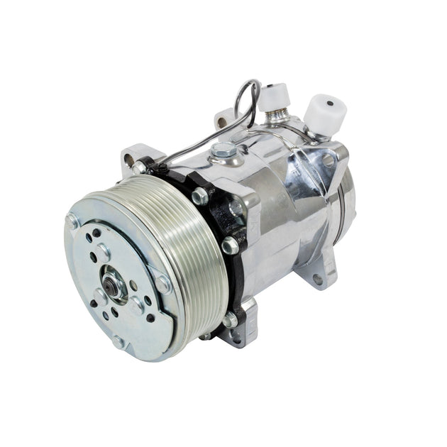 TSP A/C Compressor; Sanden 508 R134 Serpentine Belt; Chrome With Silver Clutch Top Street Performance