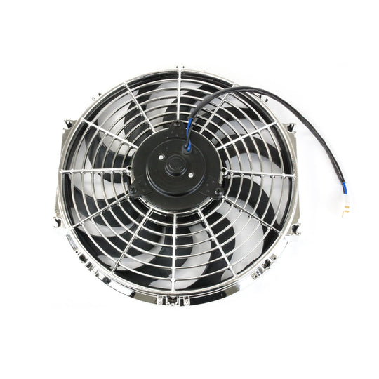 TSP Universal Radiator Fan; S-Blade; 12" Chrome Top Street Performance