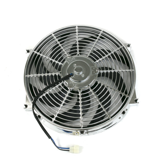 TSP Universal Radiator Fan; S-Blade; 14" Chrome Top Street Performance