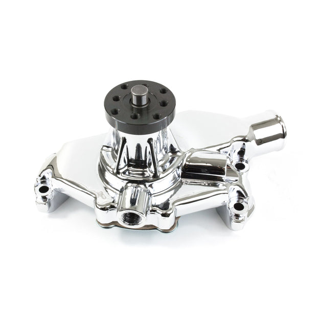 TSP Mechanical Water Pump; Aluminum; Chrome; Chevrolet Small Block Short Neck Top Street Performance