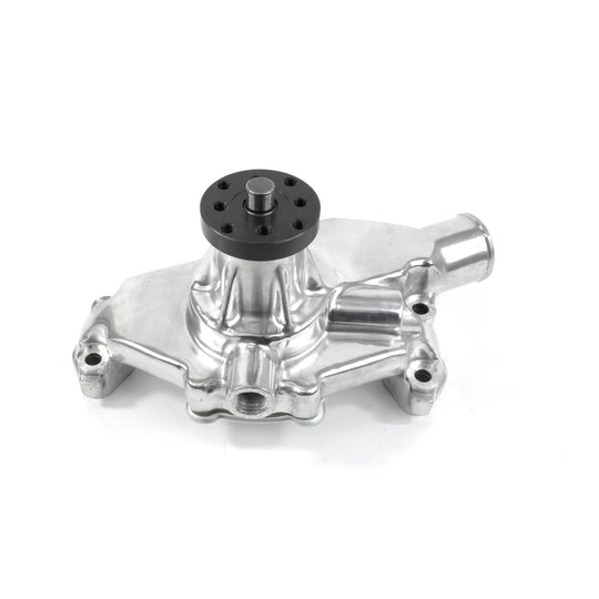 TSP Mechanical Water Pump; Aluminum; Polished; Chevrolet SB Short Neck; Reverse Top Street Performance