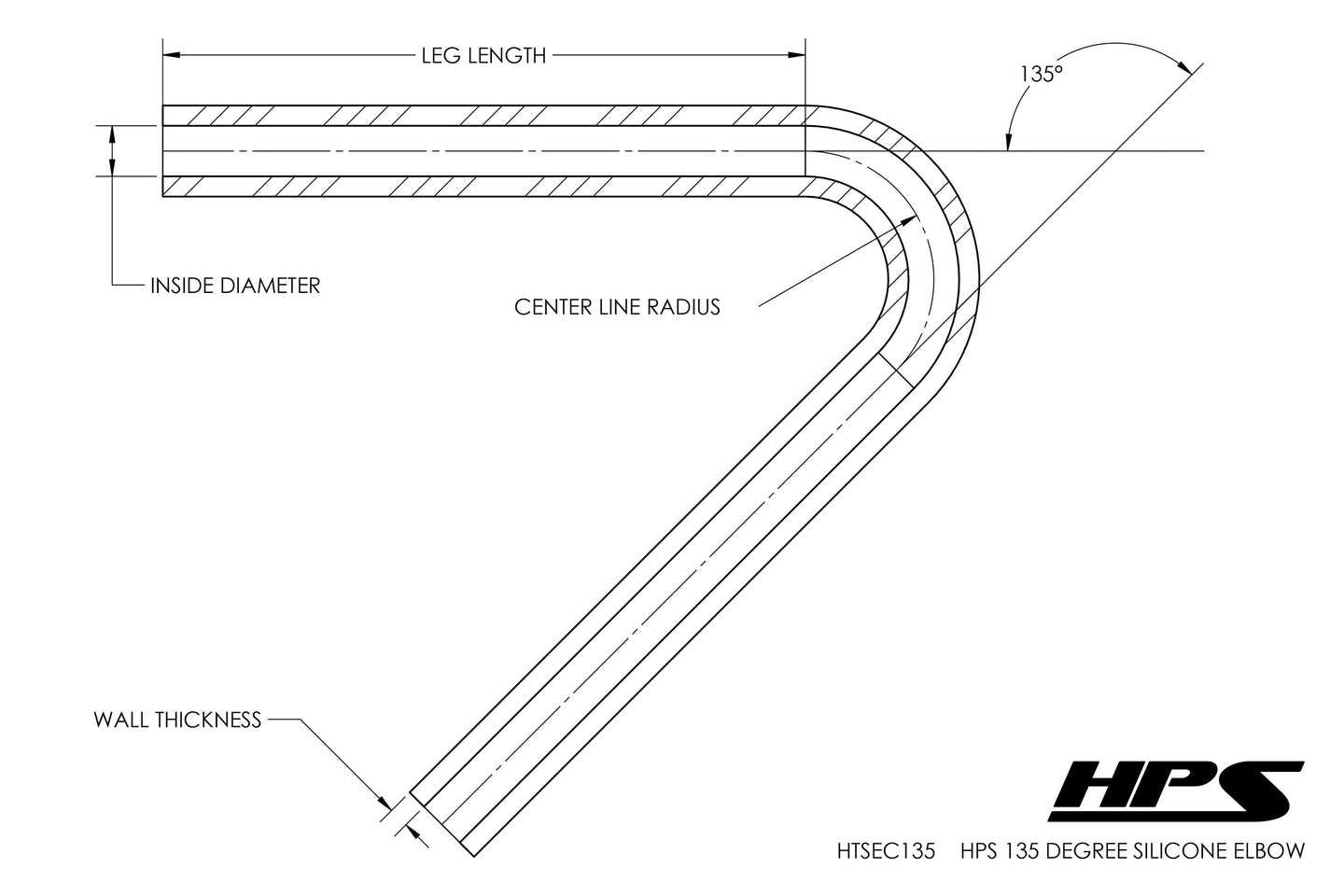 HPS 7/8" Silicone 135 Degree Elbow Coupler Hose, High Temp 4-ply Reinforced (22mm ID) FR SPORT