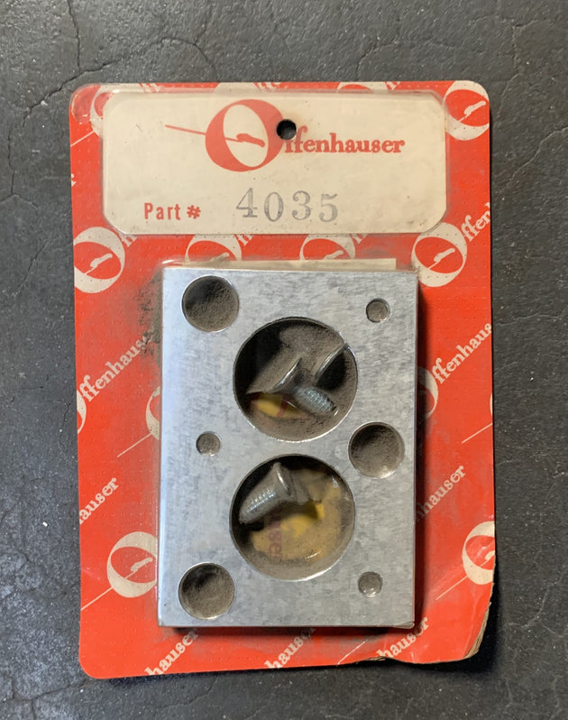 Offenhauser 4035 Adapter. 3 bolt carb to 4 bolt base, most drill 1 hole in manifold base. DFW Speed Syndicate