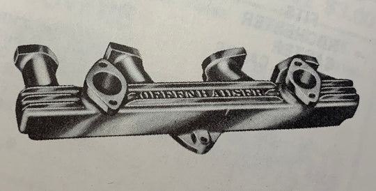 Offenhauser 2728 Intake Manifold for Ford Dual OHV 6 1954-1956 Standard Transmission. DFW Speed Syndicate