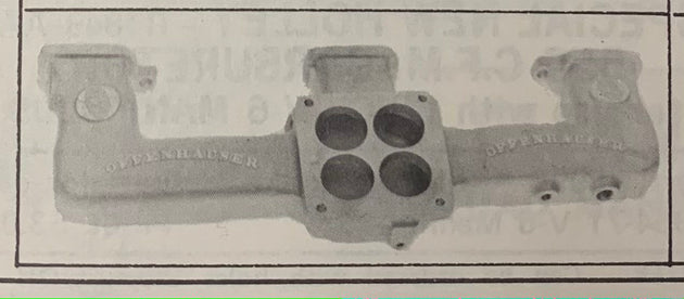 The Offenhauser 5416LK (Less Kit) Manifold for Chevrolet 194, 230, 250, 292. Designed to accommodate stock carburetors. Thread sizes for openings in the manifold are 1/4″ and 3/8″ NPT DFW Speed Syndicate