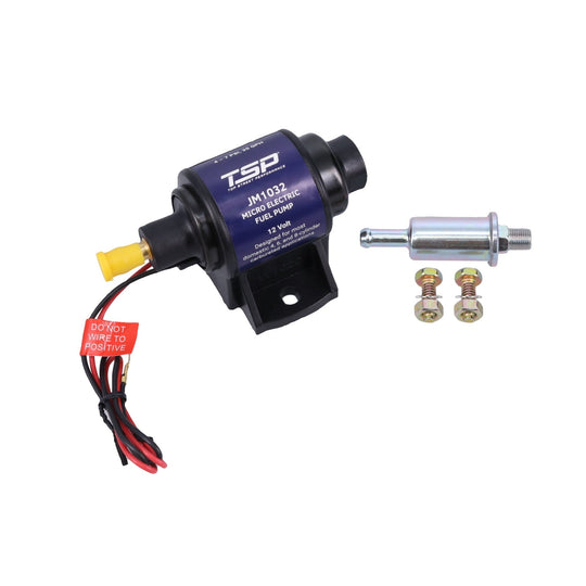 Micro Electric Fuel Pump; 35 Gph; 4-7 PSI; Gasoline; With Filter; Carburetor Top Street Performance