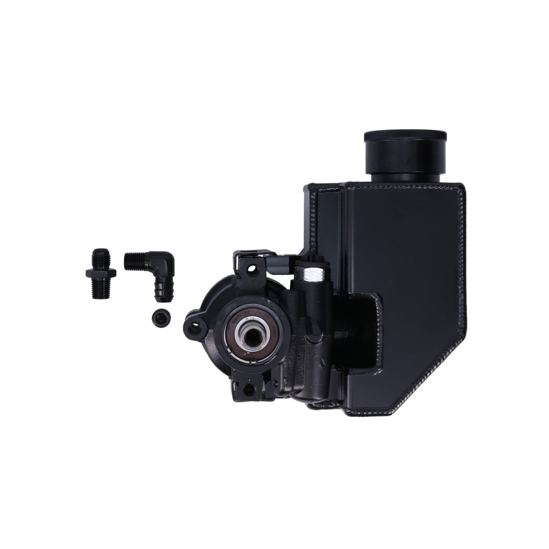 Power Steering Pump; GM Type 2; Saginaw TC; Fabricated Reservoir; Black Top Street Performance