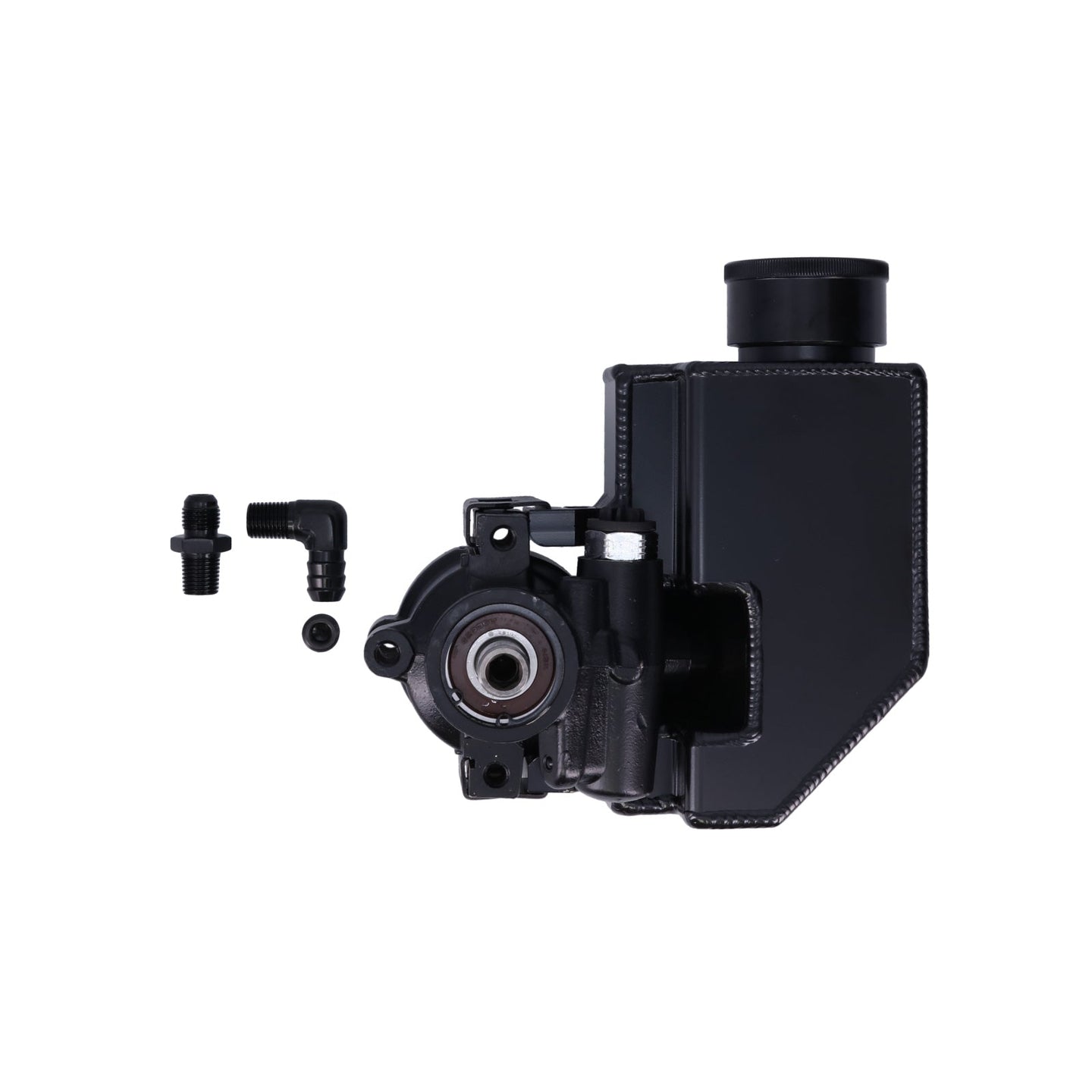 Power Steering Pump; GM Type 2; Saginaw TC; Fabricated Reservoir; Black Top Street Performance