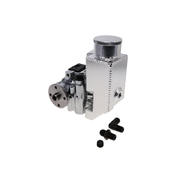 GM Type II Style Chrome Power Steering Pump With 14 Oz Fabricated Aluminum Reservoir And Pulley Hub Top Street Performance