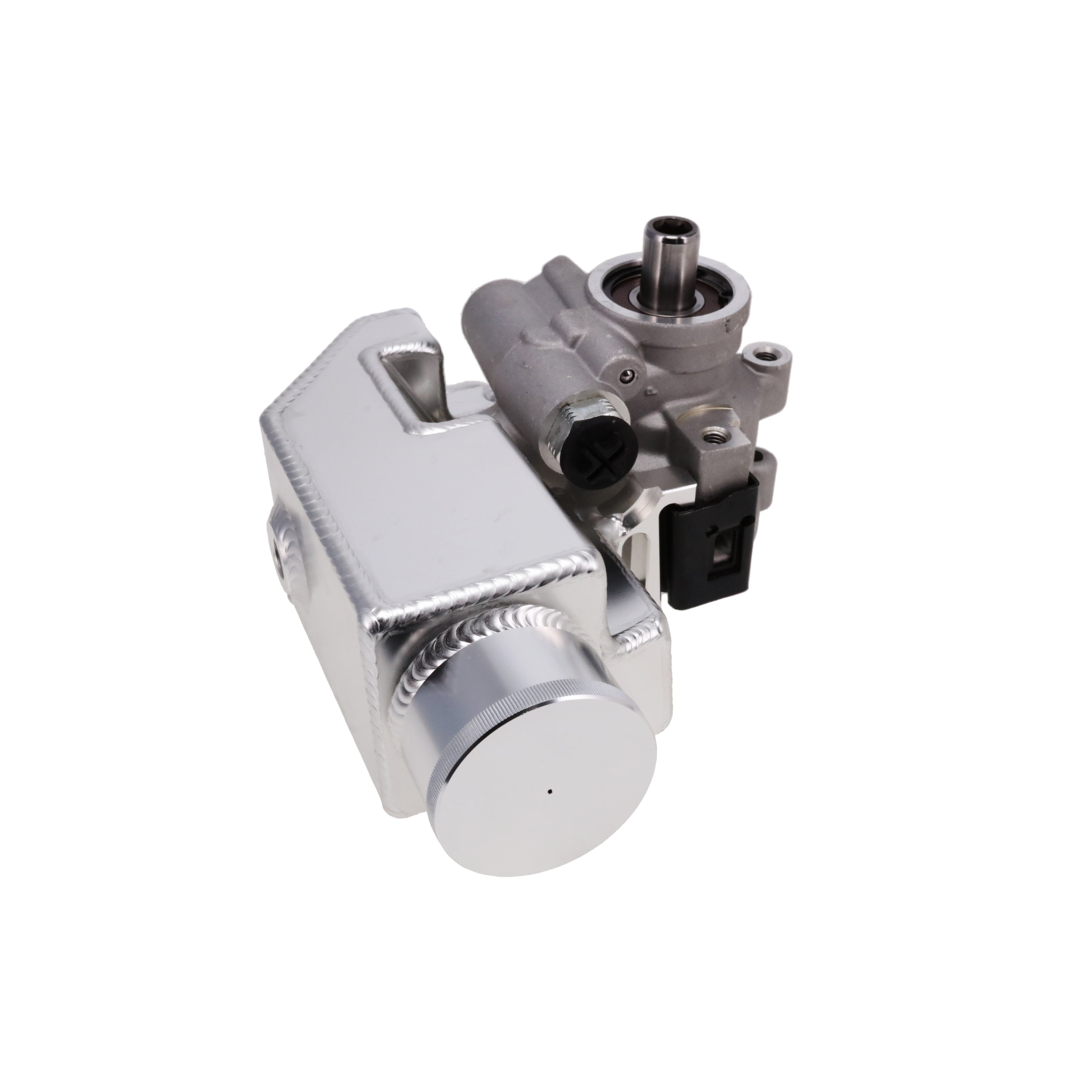 GM Type II Style Satin Power Steering Pump With 14 Oz Fabricated Aluminum Reservoir Top Street Performance