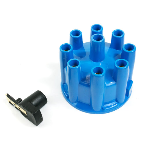 TSP Pro Billet & Ready To Run Distributor Cap And Rotor Kit; 8 Cyl Female; Blue Top Street Performance