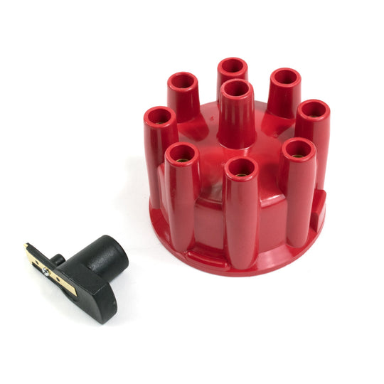 TSP Pro Billet & Ready To Run Distributor Cap And Rotor Kit; 8 Cyl Female; Red Top Street Performance