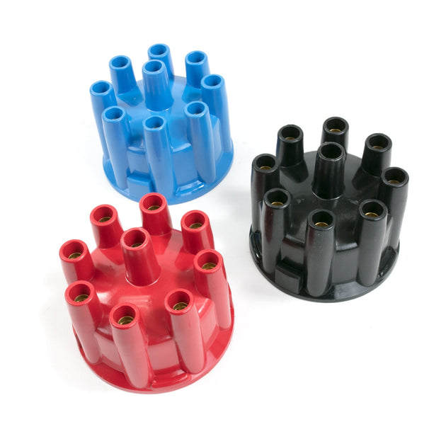 TSP Pro Billet & Ready To Run Distributor Cap And Rotor Kit; 8 Cyl Female; Black Top Street Performance