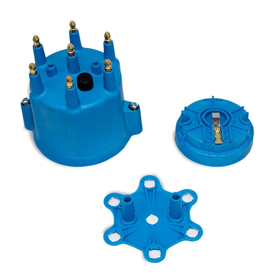 TSP Pro Series Distributor Cap And Rotor Kit; 6 Cylinder Male; Blue Top Street Performance