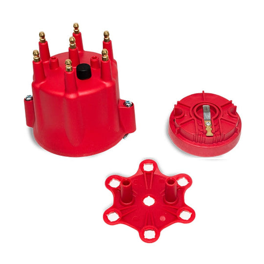 TSP Pro Series Distributor Cap And Rotor Kit; 6 Cylinder Male; Red Top Street Performance