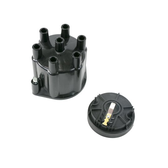 TSP Pro Series Distributor Cap And Rotor Kit; 6 Cylinder Female; Black Top Street Performance