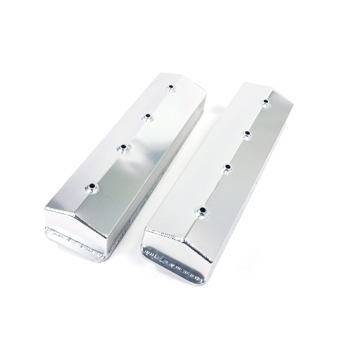 TSP Valve Covers; Fab. Alum.; Long Bolt Wthout Holes SBC Cen.; Clear Anodized Top Street Performance