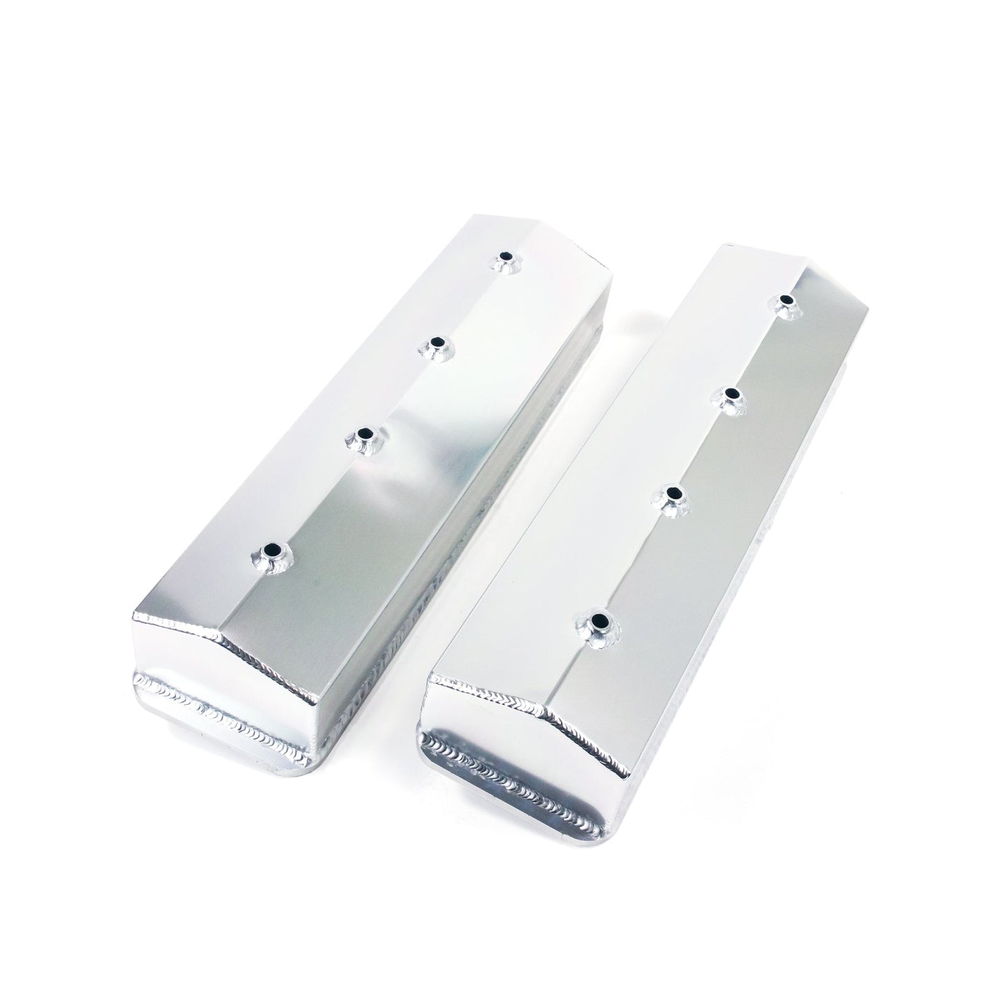 TSP Valve Covers; Fab. Alum.; Long Bolt Wthout Holes SBC Cen.; Clear Anodized Top Street Performance