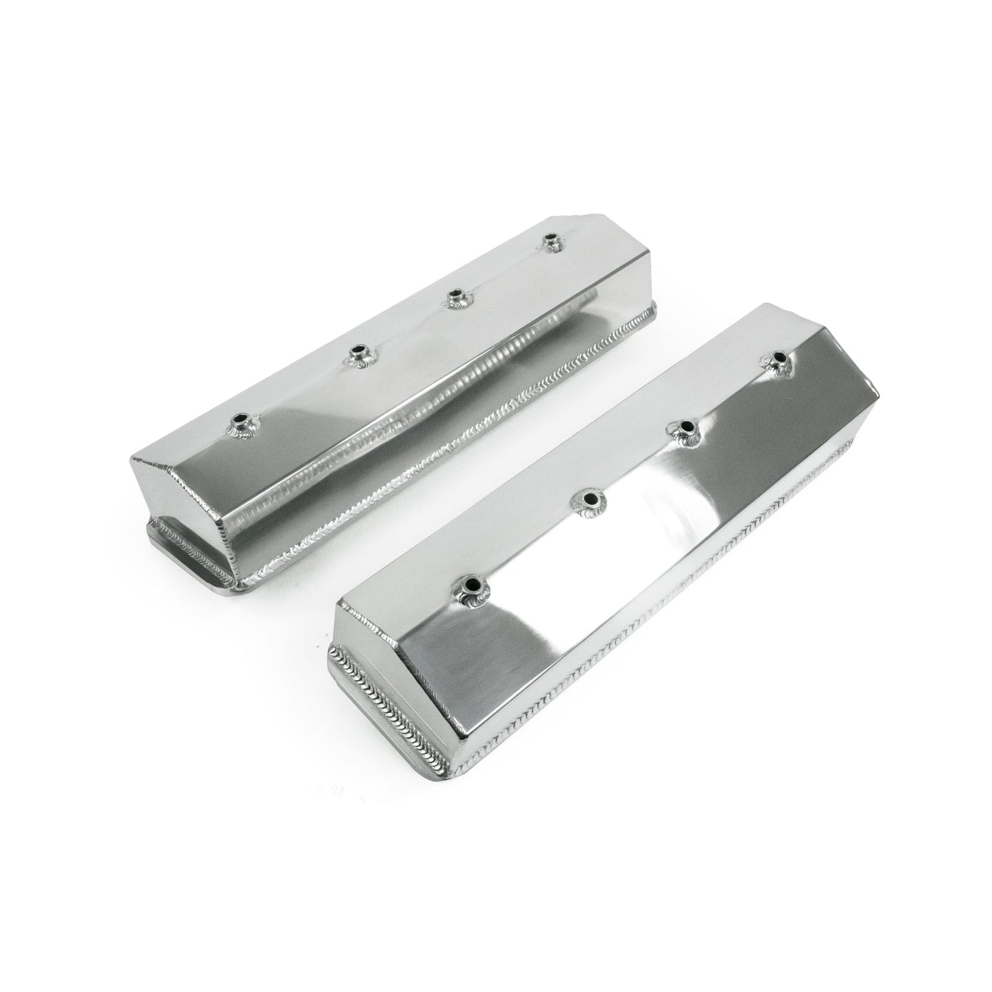 TSP Valve Covers; Fab. Alum.; Long Bolt Wthout Holes SBC Cen.; Polished Top Street Performance