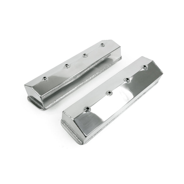 TSP Valve Covers; Fab. Alum.; Long Bolt Wthout Holes SBC Cen.; Polished Top Street Performance