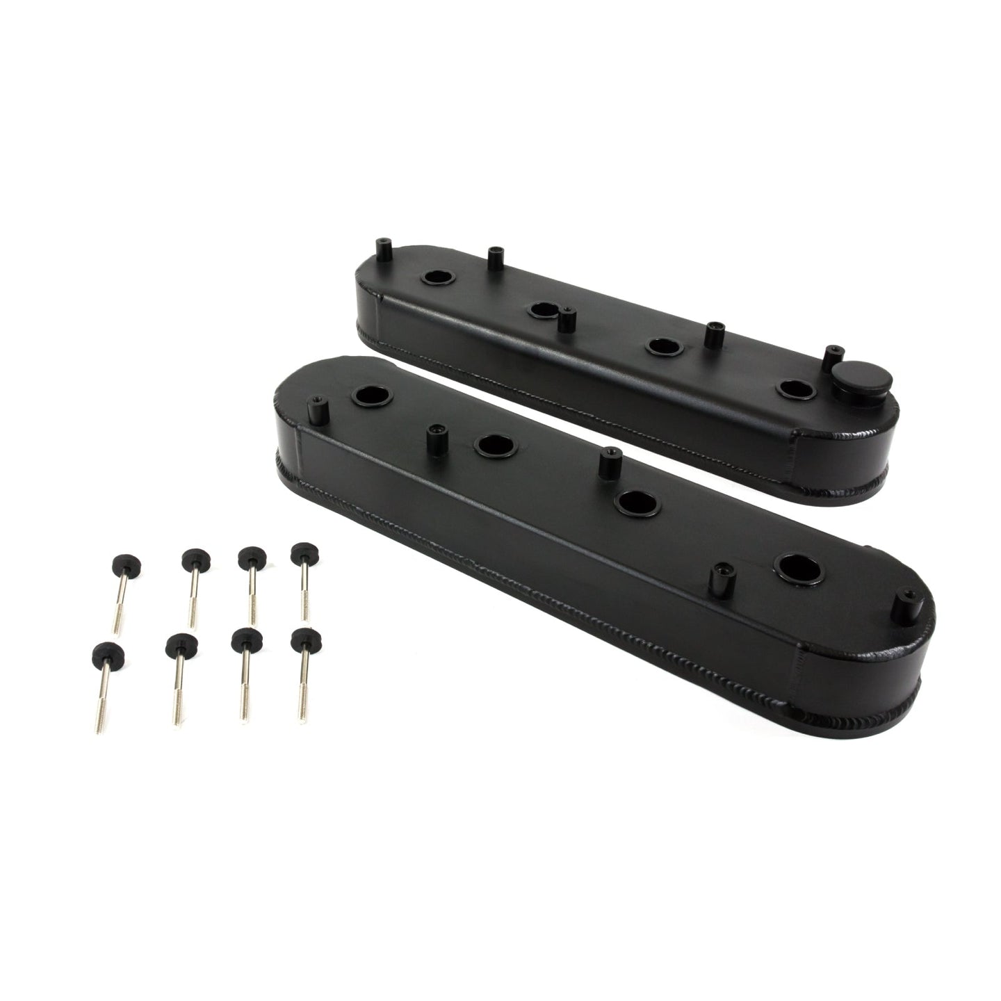 TSP Valve Covers; Fab. Alum.; W Coil Mounts LSX; Black Top Street Performance