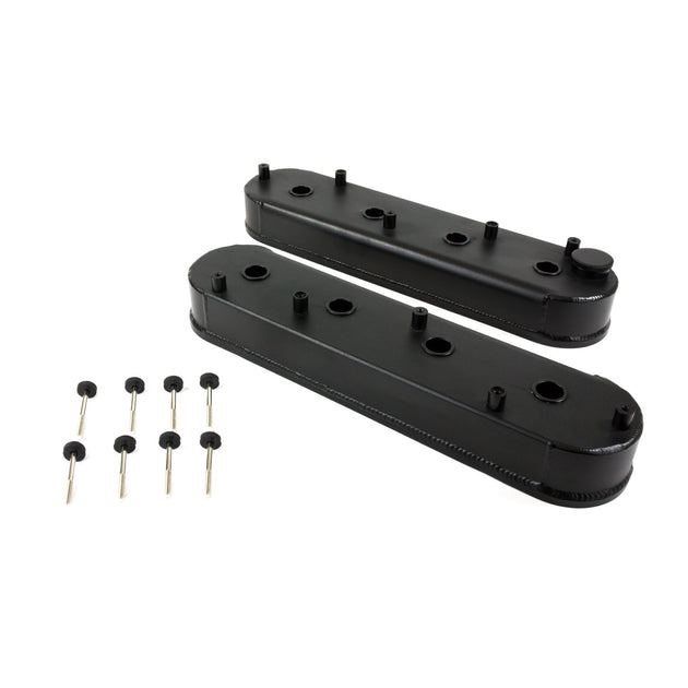 TSP Valve Covers; Fab. Alum.; W Coil Mounts LSX; Black Top Street Performance