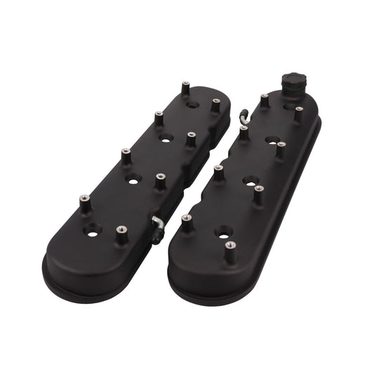 TSP Valve Covers; Cast Alum.; With Coil Mounts LS; Black Top Street Performance