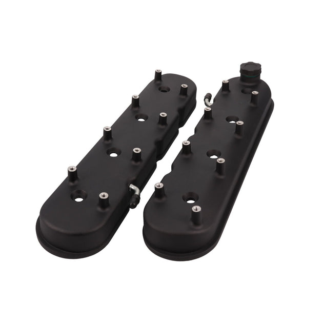 TSP Valve Covers; Cast Alum.; With Coil Mounts LS; Black Top Street Performance