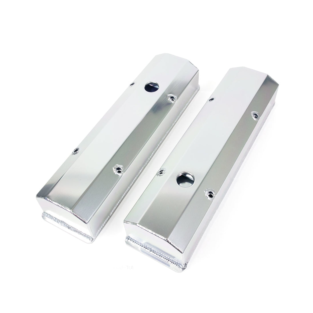 TSP Valve Covers; Fab. Alum.; Long Bolt With Holes SBC Perim.; Clear Anodized Top Street Performance