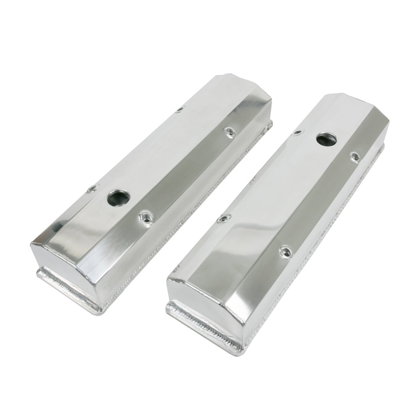 TSP Valve Covers; Fab. Alum.; Long Bolt With Holes SBC Perim.; Polished Top Street Performance