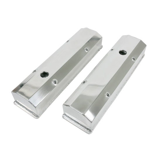 TSP Valve Covers; Fab. Alum.; Long Bolt With Holes SBC Perim.; Polished Top Street Performance