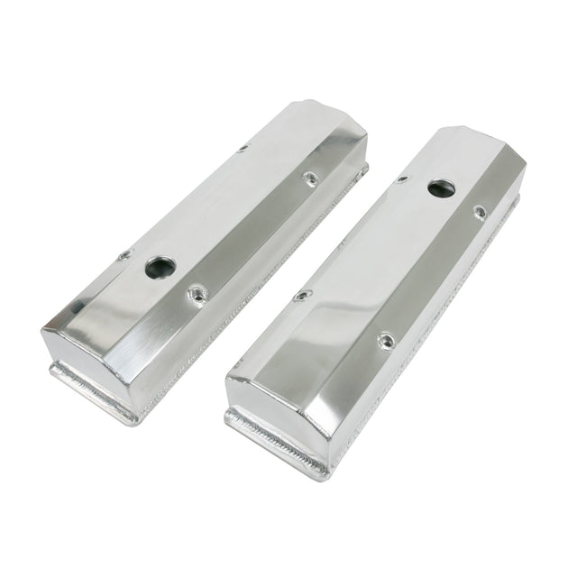 TSP Valve Covers; Fab. Alum.; Long Bolt With Holes SBC Perim.; Polished Top Street Performance