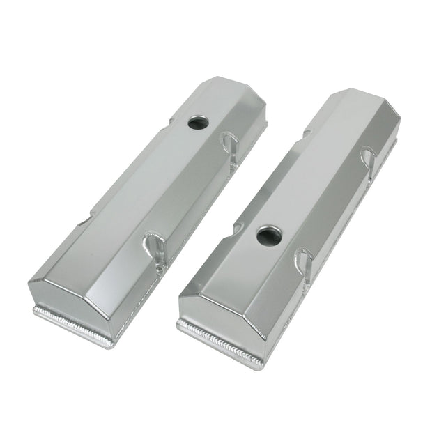 TSP Valve Covers; Fab. Alum.; Short Bolt With Holes SBC Perim.; Clear Anodized Top Street Performance