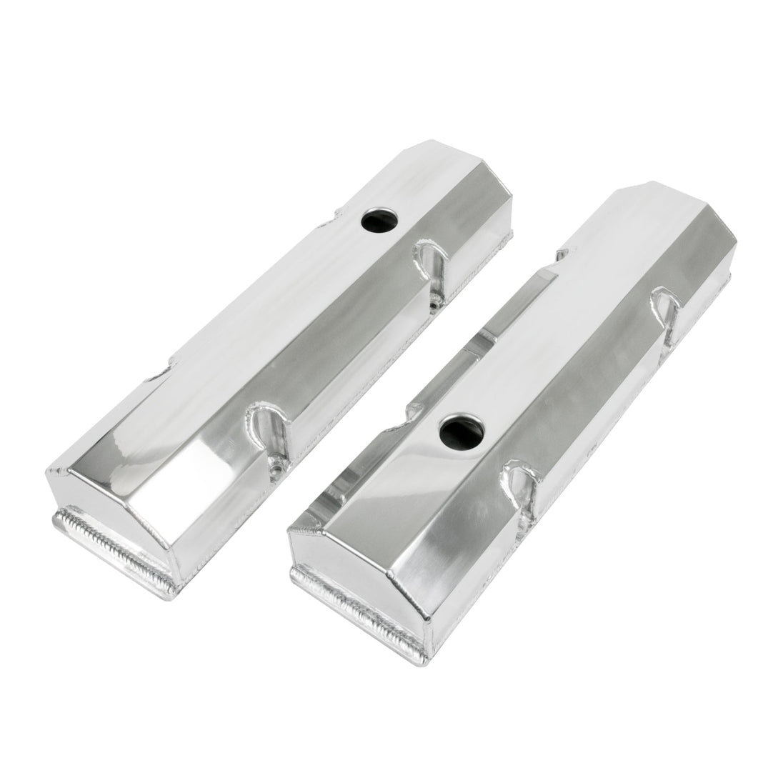 TSP Valve Covers; Fab. Alum.; Short Bolt With Holes SBC Perim.; Polished Top Street Performance