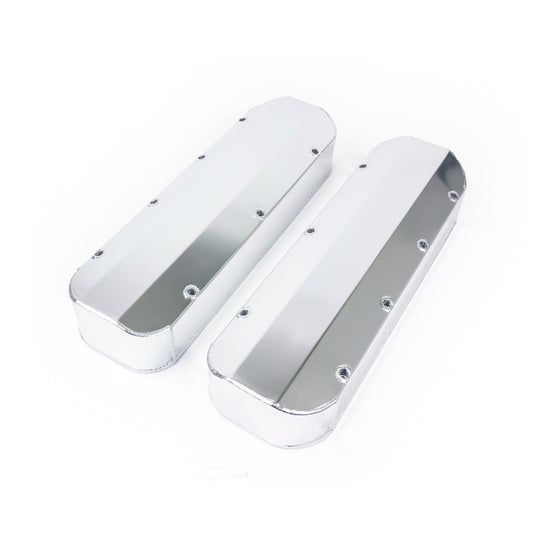 TSP Valve Covers; Fab. Alum.; Long Bolt Wthout Holes BBC; Clear Anodized Top Street Performance