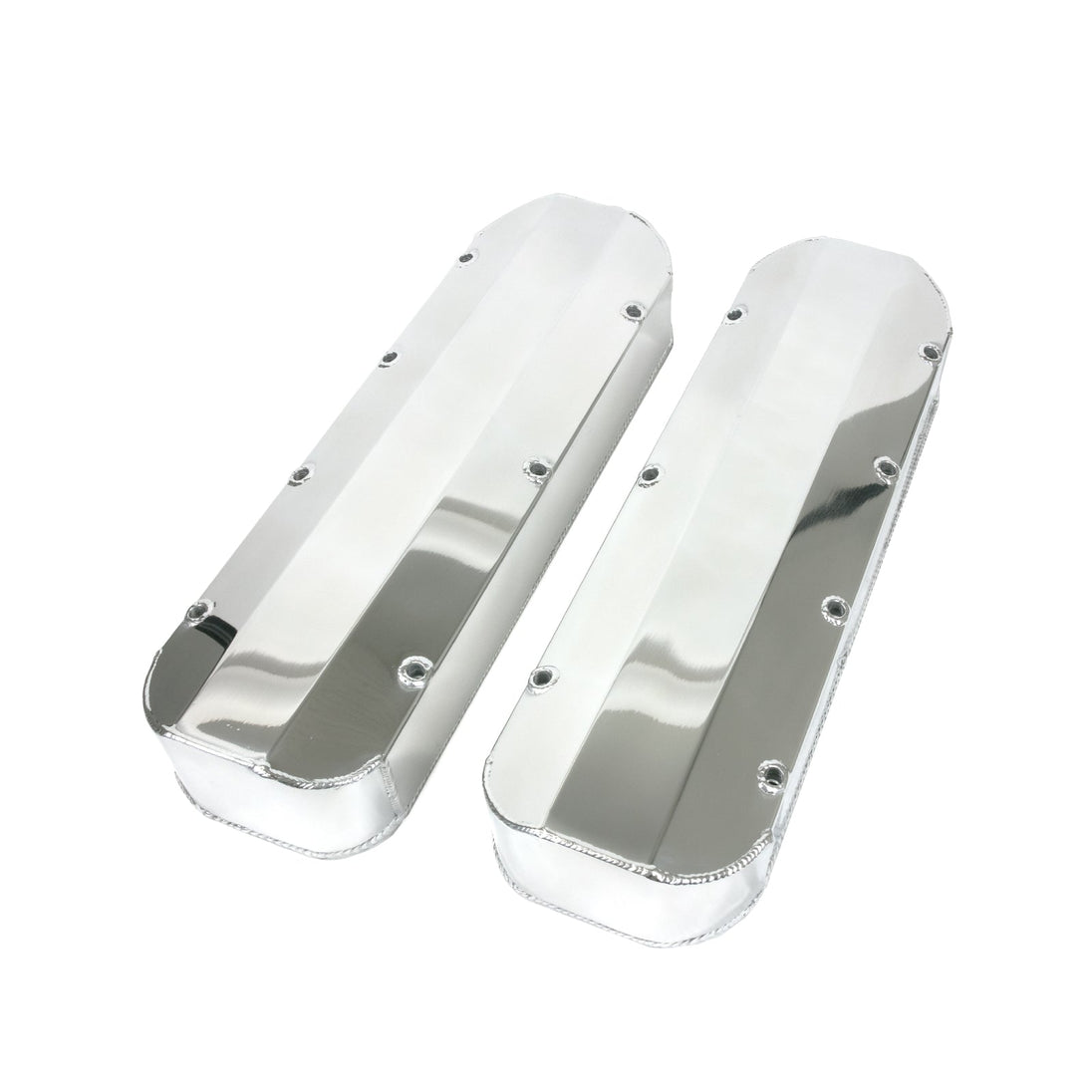 TSP Valve Covers; Fab. Alum.; Long Bolt Wthout Holes BBC; Polished Top Street Performance