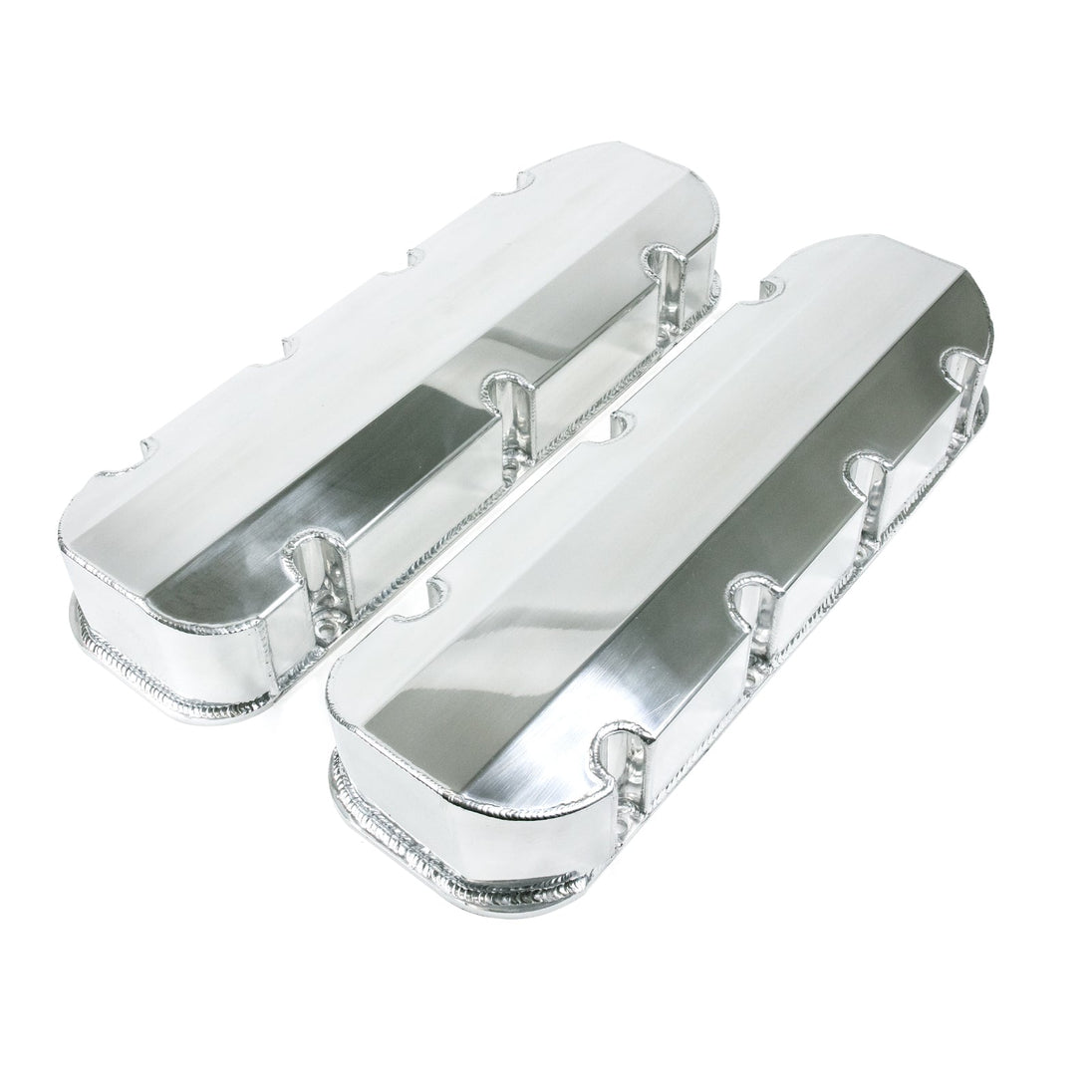 TSP Valve Covers; Fab. Alum.; Short Bolt Wthout Holes BBC; Polished Top Street Performance
