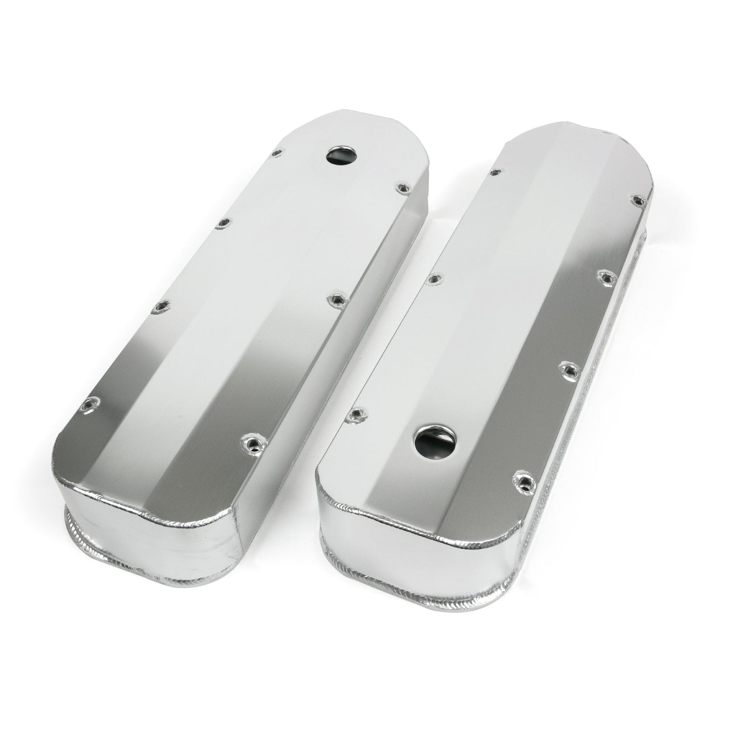 TSP Valve Covers; Fab. Alum.; Long Bolt With Holes BBC; Clear Anodized Top Street Performance