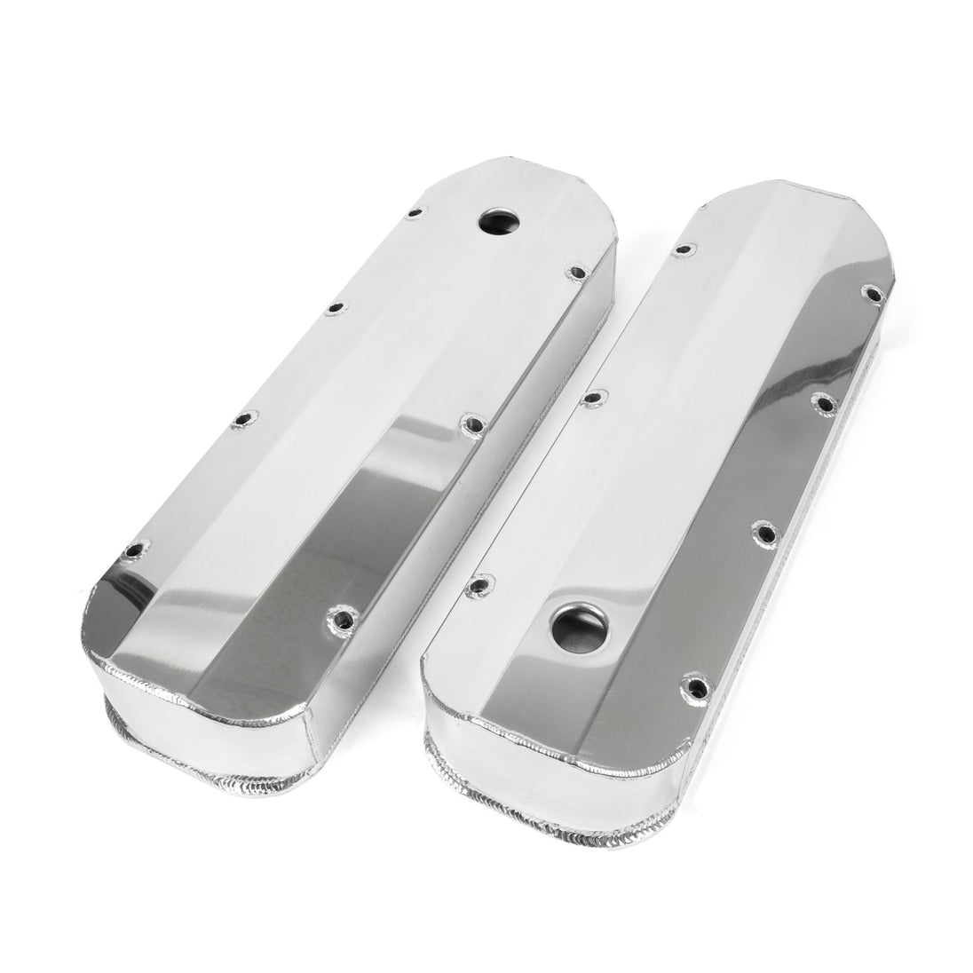 TSP Valve Covers; Fab. Alum.; Long Bolt With Holes BBC; Polished Top Street Performance