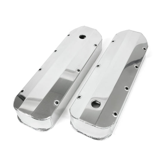 TSP Valve Covers; Fab. Alum.; Long Bolt With Holes BBC; Polished Top Street Performance