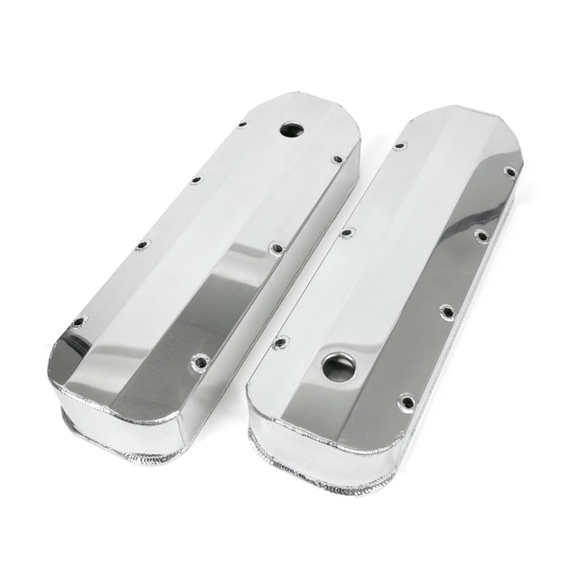 TSP Valve Covers; Fab. Alum.; Long Bolt With Holes BBC; Polished Top Street Performance