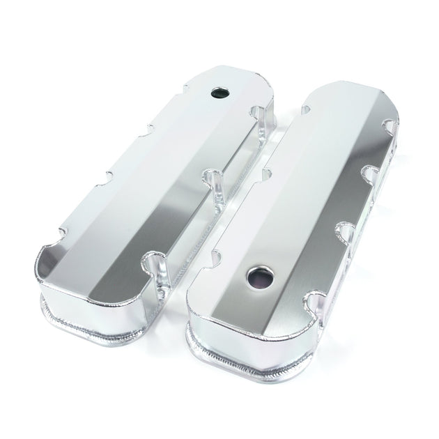 TSP Valve Covers; Fab. Alum.; Short Bolt With Holes BBC; Clear Anodized Top Street Performance