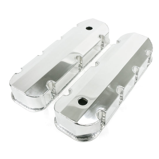 TSP Valve Covers; Fab. Alum.; Short Bolt With Holes BBC; Polished Top Street Performance
