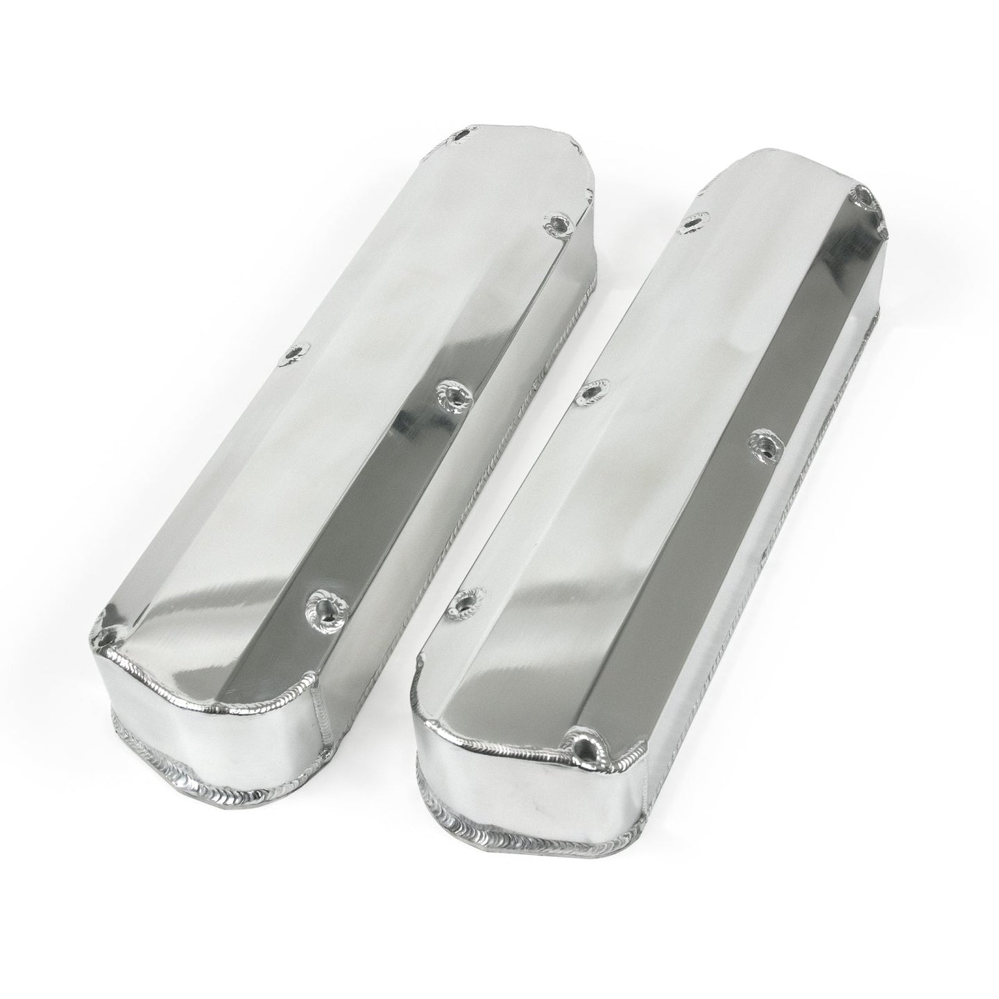 TSP Valve Covers; Fab. Alum.; Long Bolt Wthout Holes SBF; Polished Top Street Performance