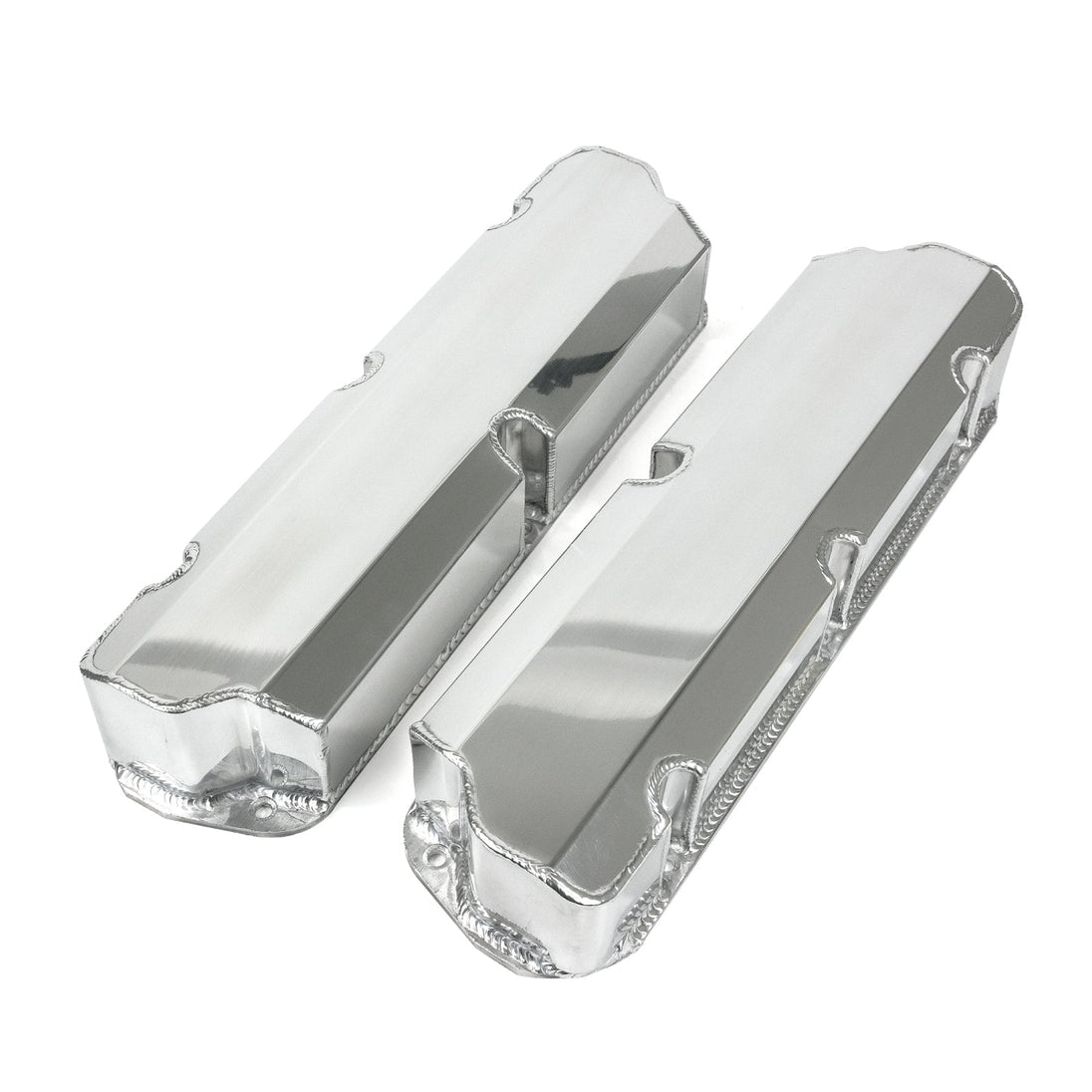 TSP Valve Covers; Fab. Alum.; Short Bolt Wthout Holes SBF; Polished Top Street Performance
