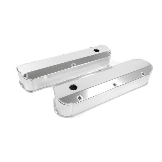 TSP Valve Covers; Fab. Alum.; Long Bolt With Holes SBF; Clear Anodized Top Street Performance