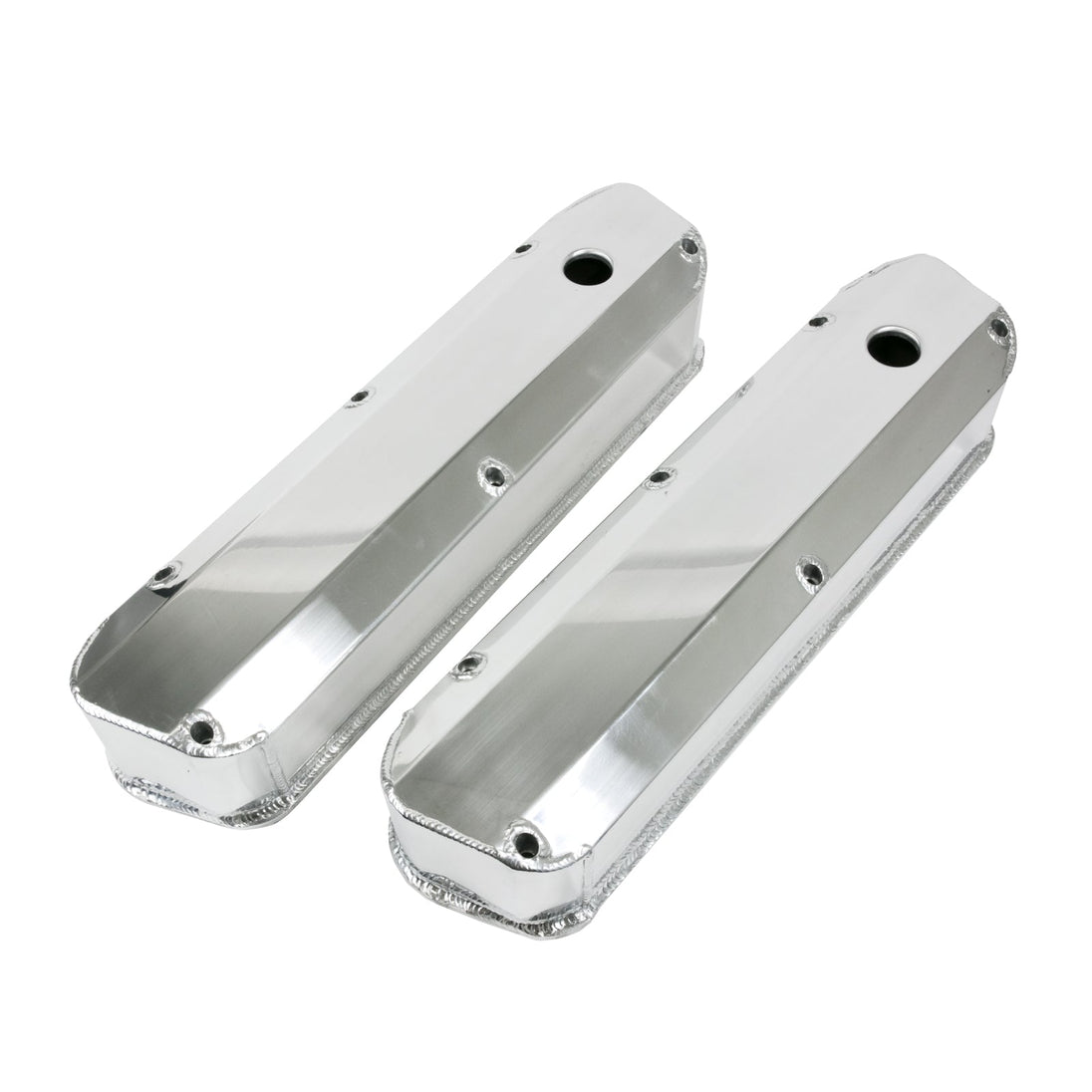 TSP Valve Covers; Fab. Alum.; Long Bolt With Holes SBF; Polished Top Street Performance