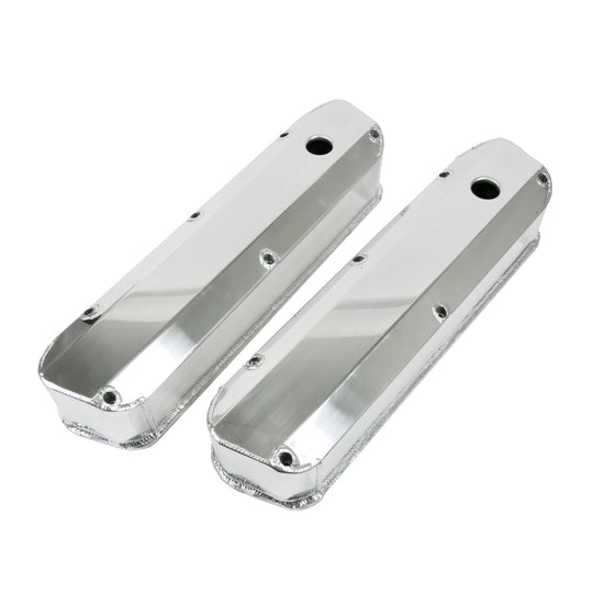 TSP Valve Covers; Fab. Alum.; Long Bolt With Holes SBF; Polished Top Street Performance